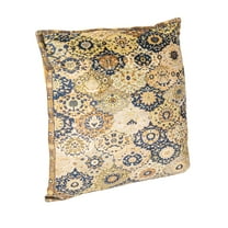 Bloomingville Cotton Velvet Square Design Pillow, Multicolor