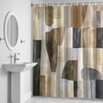 thumbnail image 5 of Abstract Color Block Shower Curtain for Bathroom Decor, Brown Beige Geometric Modern Art Waterproof Fabric Shower Curtain, 72"x96" Set with 12 Hooks, 5 of 9