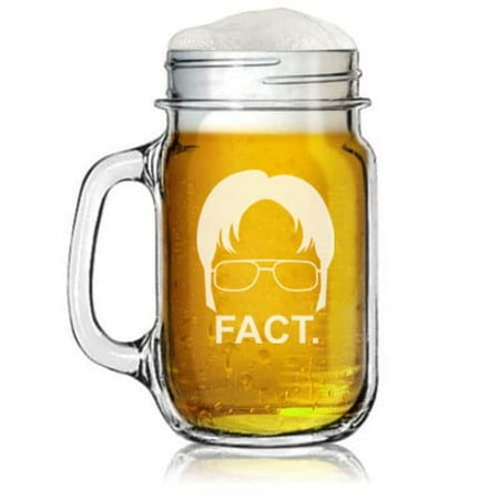 

16oz Mason Jar Glass Mug w/Handle Fact Funny