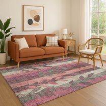 Addison Rugs Mayfield Premium Machine Washable Transitional Floral Blush Rectangle Rug, 10' x 14'