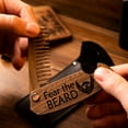 thumbnail image 5 of Enjoy The Wood Beard Comb Gifts for Him Wooden Comb for Men Folding Pocket Comb for Moustache Beard Hair Walnut Combs Husband Anniversary Gift with the Engraving (Fear The Beard), 5 of 8
