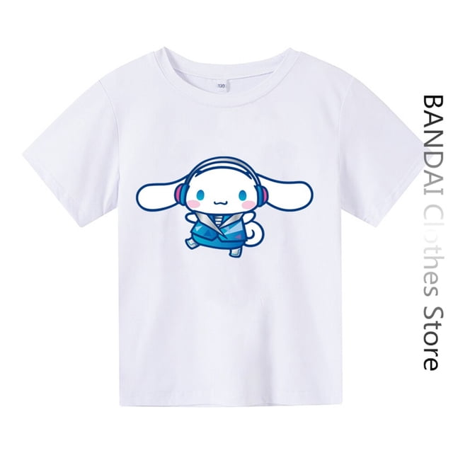 Camiseta de Anime Cinnamoroll para niños y niñas, ropa para niños, Tops de dibujos animados, conjunto de camiseta de Hello Kitty Sanrio, camisetas de manga corta para mujer