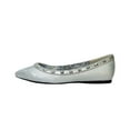 thumbnail image 3 of FUZZY Emily Women Wide Width Pointed Toe Square Studded Top Liner Slip-On Flats SILVER 7.5, 3 of 6