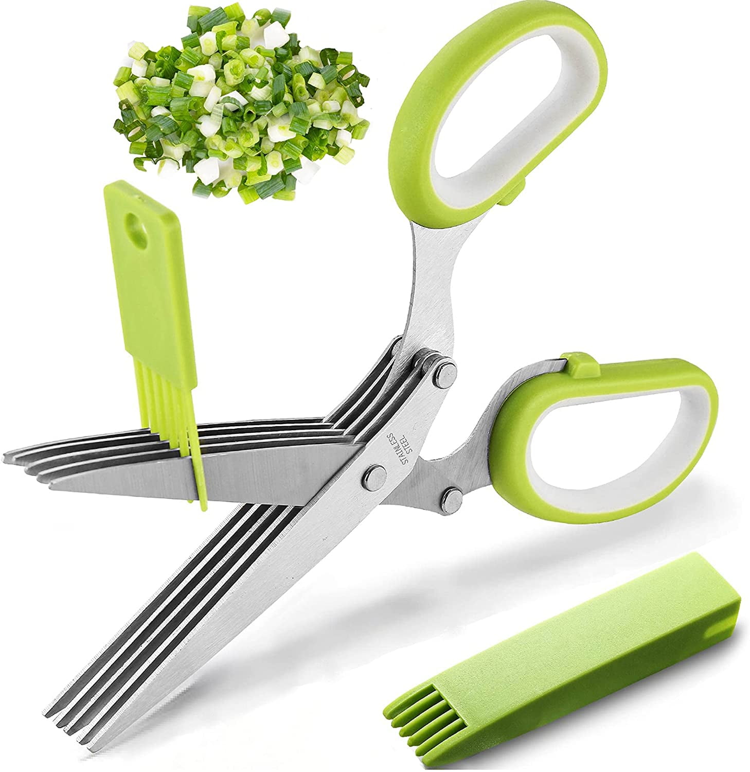 LHS Multipurpose Herb Scissors Set, Vegetables Cutting Shears with  Stainless Steel 5 Blades, Food Chopper for Cutting Cilantro Onion Salad 
