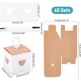thumbnail image 4 of 60 cajas de dulces de papel kraft, mini cuadradas, con ventana en forma de corazón. Cajas pequeñas para envolver dulces, ideales para regalos, bodas y fiestas. Incluyen cordón de nailon., 4 of 7