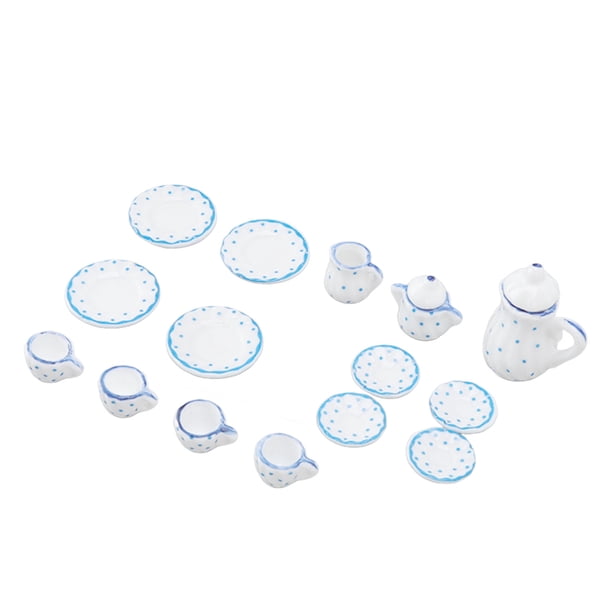 JUEGO DE TÉ EN MINIATURA, SET DE TÉ DE Casa de Muñecas Vívido Realista Simulación de 15 piezas para accesorios de Casa de muñecas