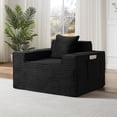 thumbnail image 2 of Leumius Single Cloud Sofa,Boneless Accent Chair with Cupholders,Upholstered Corduroy Fabric Modern Armchair with Deep Seats for Living Room Bedroom,Black, 2 of 7