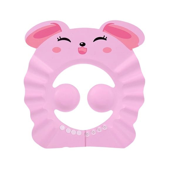 Baby Shampoo Cap Waterproof Baby Shower Cap Adjustable Bathing Hat Visor Hat with Ear Muffler for Toddler Kids(Pink/10.8X11.8Inch) Happy Day!