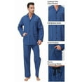 thumbnail image 2 of Apparonia Conjunto de Pijamas para Hombre de Algodón con Cuello con Muesca Pijamas para Hombre de Manga Larga Ropa de Dormir para Hombre con Bolsillos y Frente Fly Cuadros Azules XXL, 2 of 6