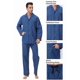 thumbnail image 2 of Apparonia Conjunto de Pijamas para Hombre de Algodón con Cuello con Muesca Pijamas para Hombre de Manga Larga Ropa de Dormir para Hombre con Bolsillos y Frente Fly Cuadros Azules XXL, 2 of 6