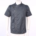 thumbnail image 2 of Riismen Men Women Chef Coats Professional Chef Jacket Kitchen Restaurant Hotel Cooking Working Gray Short Sleeve XL, 2 of 7
