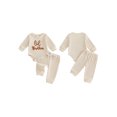 thumbnail image 2 of Cenuakty Fall Outfit Long Sleeve Letter Embroidery Romper Drawstring Pants, 2 of 9