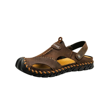 

Tenmix Men Beach Shoes Closed Toe Sandals Summer Hiking Sandal Fisherman Slides Mens Comfortable Casual Dark Brown 11
