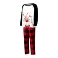 thumbnail image 2 of Gureui Christmas Family Matching Pajamas Set, Long Sleeve Crew Neck Cartoon Reindeer Print Pattern T-shirt with Plaid Pants, 2 of 9