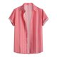 thumbnail image 1 of Camisas s Para Hombre Manga Larga Camisa de verano hawaiana de playa de con botón de puño corto de color con estampado de solapa suelta para hombre informal (Pink, S), 1 of 7