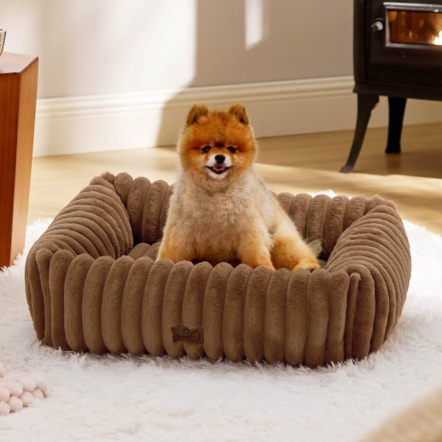 Cama para perros, bonita, lavable, de forro polar de pana peluda, pequeña
