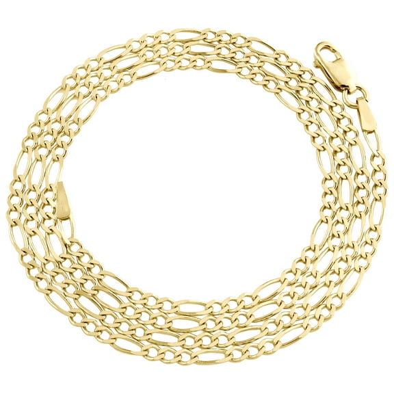 Genuine 14K Yellow Gold 2.20mm Solid Plain Figaro Link Chain Necklace 20 Inch