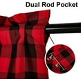 thumbnail image 4 of Hiasan Black and Red Buffalo Plaid Kitchen Valance Curtains, - Semi Sheer Rod Pocket Checkerd Cafe Valance for Farmhouse Window, 52" x 18", 1P, 4 of 8