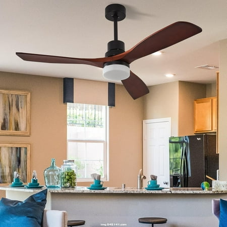 

Solid wood Platane wood fan blade 52-inch Ceiling Fan with LED Light (Six -speed DC motor) - 52inches