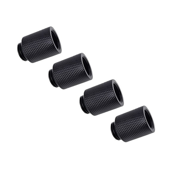 Alphacool Eiszapfen G1/4" Male to Female 20mm Extender Fitting, Deep Black, 4-pack