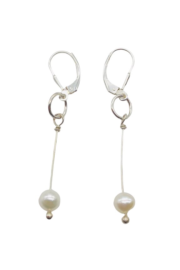 AAA Natural White 6.5-6mm Pearl & Silver Earrings 304499