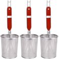 thumbnail image 1 of Wooden Handles Pasta Basket, Stainless Steel, Easy Draining, Multi-purpose Deep Basket With Heat Resistant Durable Design For Kitchen Cooking (3PCS, Natural Red Brown), 1 of 5