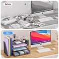 thumbnail image 6 of Desk Organizer, 4-Tier Paper Letter Tray with File Holder, Drawer & 2 Pen Holders, Desktop Accessories & Workspace Organizers for Home Office Supplies, Black, 6 of 7