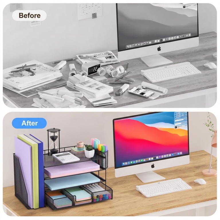 Torio 4-Tier Desk Organizer with File Holder and Pen Holders photo 6