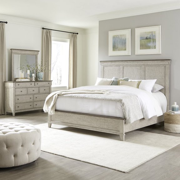 Liberty Furniture Industies, INC Queen Panel Bed, Dresser & Mirror in Poplar Solids w/ Pine & Alder Veneers