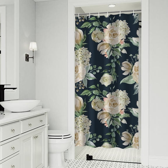 Pioneer Flower Floral Print Pattern Shower Curtain 36"x72" ,Bathroom Decorative Shower Curtains Set with 12 Hooks,Modern Waterproof Washable Shower Curtain