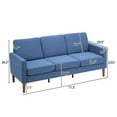 thumbnail image 3 of Triple Tree Modular Sofa Modern Linen with Side Pocket 3-Seater Sofa, Navy Blue, 3 of 7