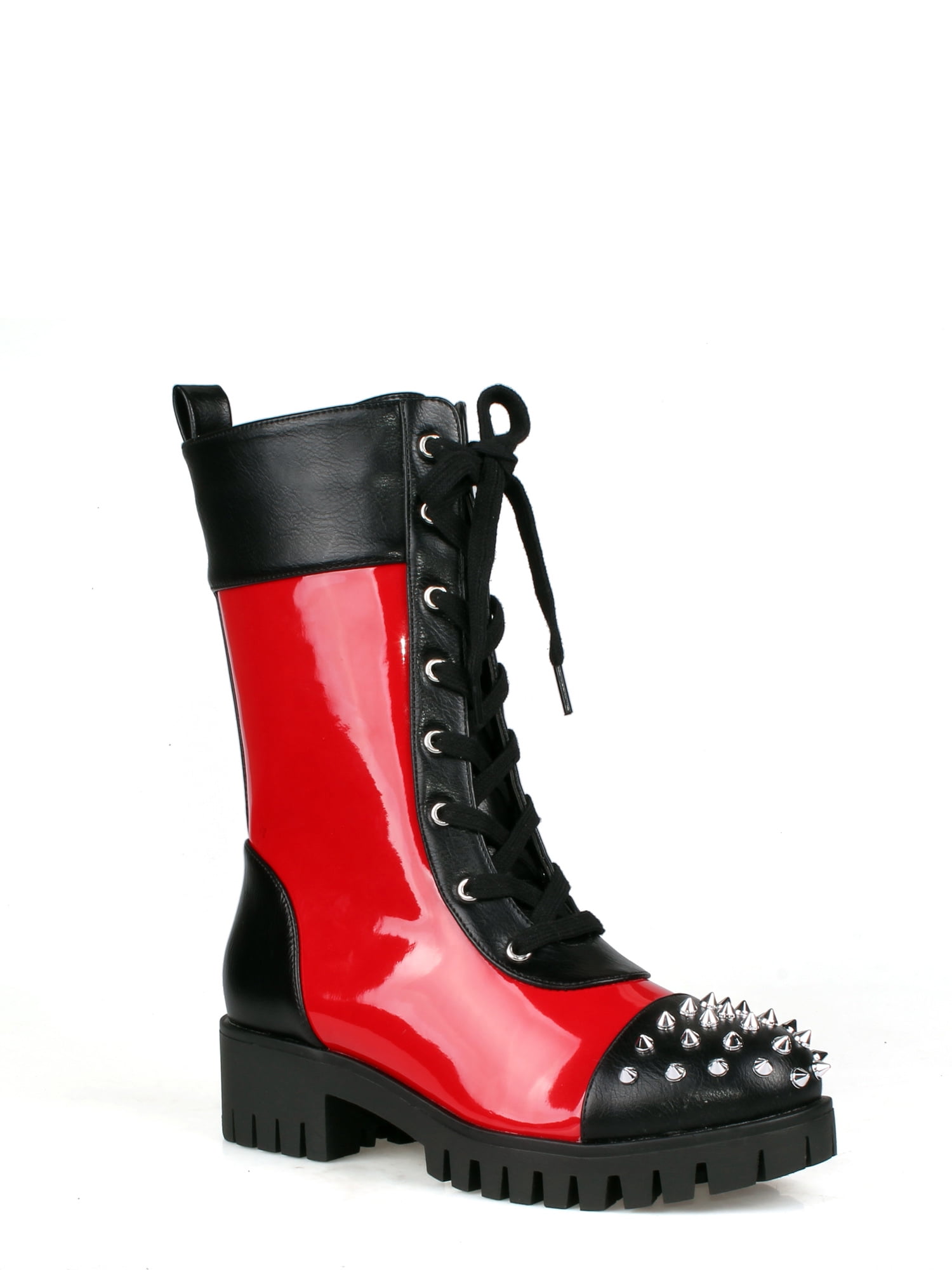 black combat boots red laces
