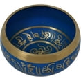 thumbnail image 3 of Singing Bowl Blue Brass Musical Instruments Tibetan Buddhist Himalayan Bell Metal for Meditation with Stick and Cushion 7 Inch, 3 of 5