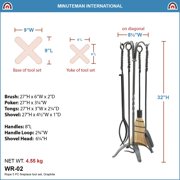 Achla Designs Minuteman International Rope Fireplace Set of 4 Tools, 32 Inch Tall, Graphite Finish