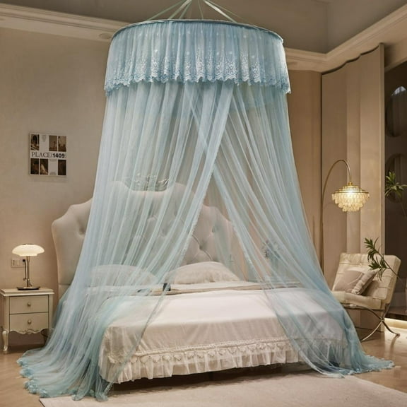 Girls Mosquito Net for Bed Large Dome Hanging Bed Net Curtain Bed Canopy Lace Tent Bedding, for 1.2M - 1.8M Bed Universal Size