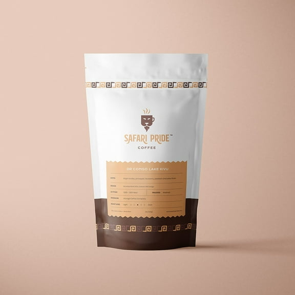 Safari Pride Coffee| Dr Congo Lake Kivu Premium Single Origin | Smooth Medium Roast with Bright Fruity Chocolate Notes | Gourmet Sustainable Direct Trade African Coffee | 12 oz Bag | Whole Bean