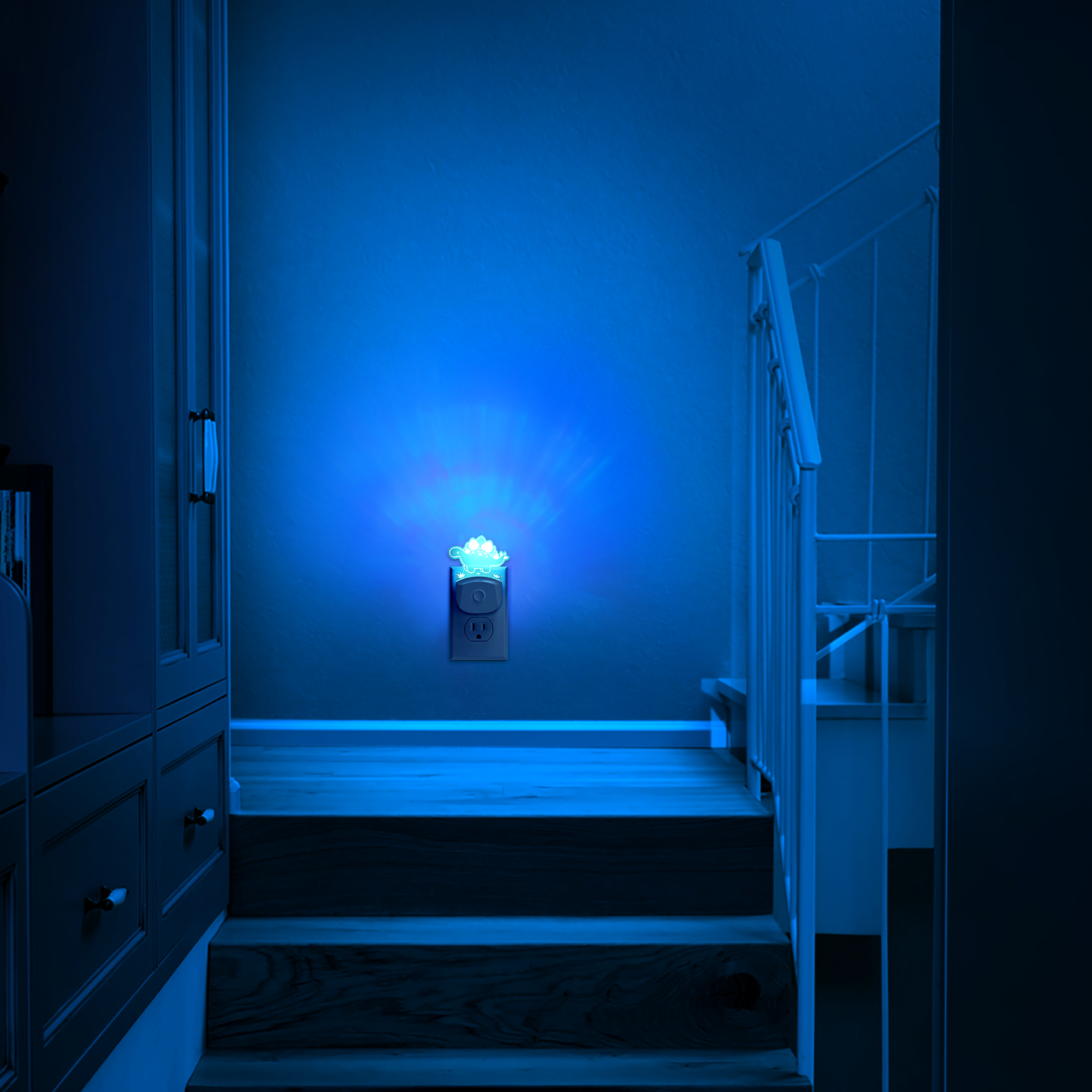 YANSUN Stegosaurus Dinosaur Night Light Plug in, Multicolor RGB + 3000K, 3 Modes, Dusk-to-Dawn Sensor, for Boys' Room, Nursery Decor