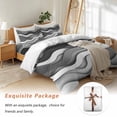 thumbnail image 7 of Black Grey Waves Bedding Duvet Cover Set Twin Size 4 Pieces Abstract Water Ripple Modern Gradient Bedding Set with Zipper Closure, 1 Comforter Cover 68x86 Inches 1 Flat Sheet & 2 Pillow Cases, 7 of 7
