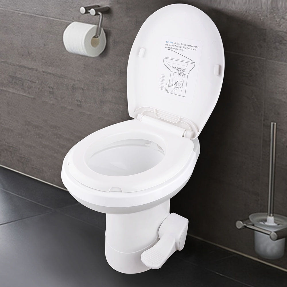 Gravity Flush Toilet 20" Seating Height RV Toilet Foot Pedal