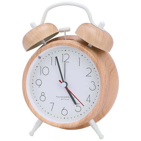REGALWOVEN Desk Mechanical Alarm Clock, Minimalist Wood-Grain Patterns, Loud Alarms, Perfect for Study/Office White 4.6L x 2.2W x 6.6H