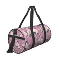 thumbnail image 3 of Xecao Rose Flowers print Round Travel Duffel Bag is a foldable gym bag with an inner pocket, perfect for travel sports, 3 of 8