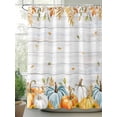 thumbnail image 2 of Fall Shower Curtain Pumpkin Harvest Shower Curtains for Bathroom Thanksgiving Decor, Waterproof Polyester Shower Curtain Set with Hooks, Extra Long 72" x 78" Sunflower Wood Grain, 2 of 6