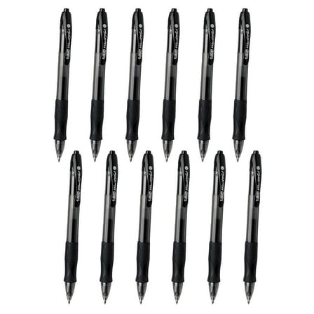 BIC Gelocity Original Gel Retractable Roller Ball Pen, 0.7 mm, Black, Pack of 12