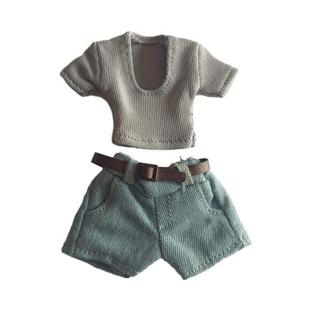 Figuras de acción a escala 1/12, ropa, camiseta, pantalones cortos, conjunto con cinturón, muñeca de moda estilo A