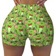 thumbnail image 2 of Picia Cute Green Frog Printed Workout Shorts for Women Seamless Scrunch Butt Lifting High Waisted Yoga Gym Booty Running Moisture-wicking Short Pants-XX-Large, 2 of 9