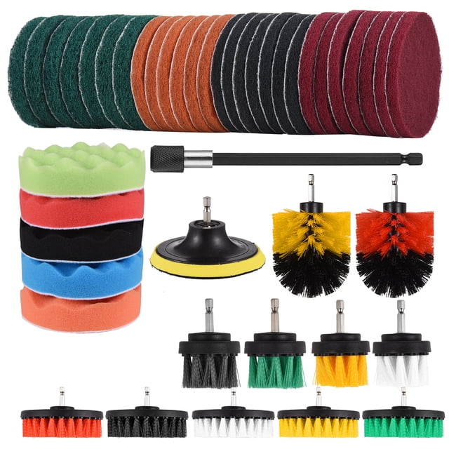 Juego de 45 piezas de accesorios para cepillos de taladro, incluye almohadillas para fregar, almohad Abanopi Cepillo de limpieza