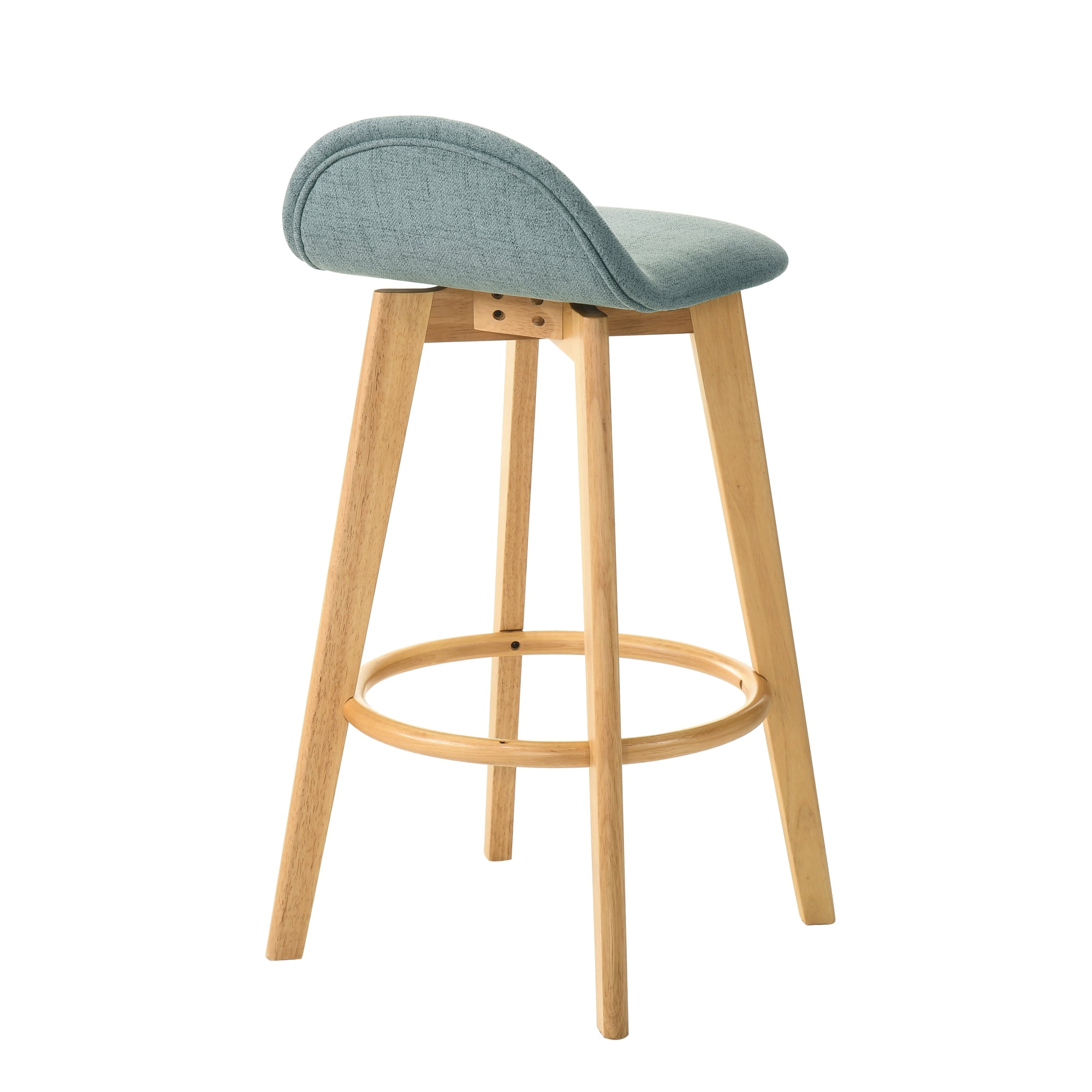 Vera Upholstered Wood Counter Height Barstool in Natural Finish with Teal Seat - Set of 6