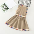 thumbnail image 6 of YWDJ Girls Special Occasion Dresses Girls Fashion A-line Dress Summer Style Girls Lapel Colorblocked Sleeveless Dress Lapel Button Waist Long Dress 3-7 Years Old Khaki 4Y, 6 of 7