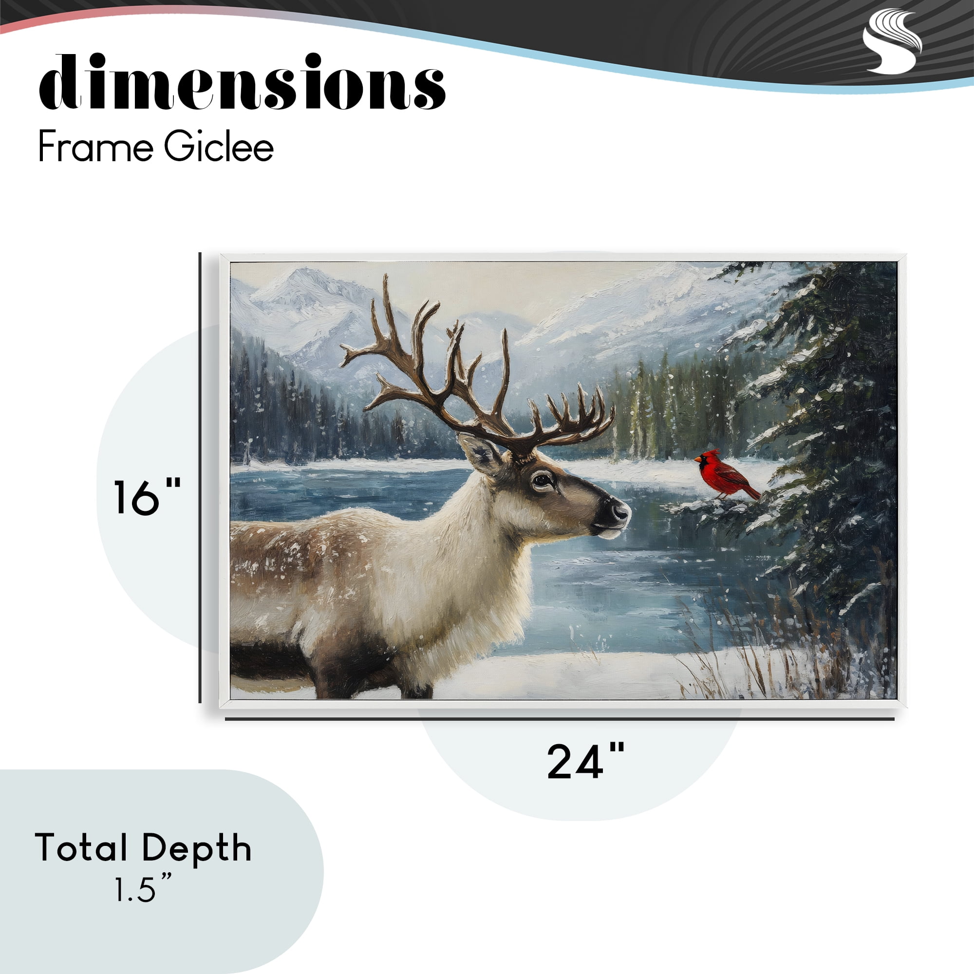 Christmas Conversation In Wild White Framed Giclee Art, design by Petal Prints Design