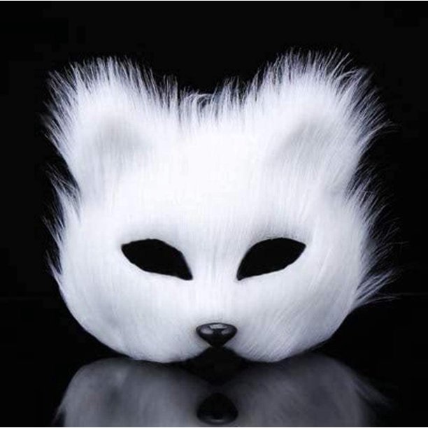 Máscara de zorro peludo velo de media cara disfraz máscara para ojos accesorio de disfraz de zorro Halloween carnaval Cosplay máscara de fiesta accesorio de maquillaje para adultos
